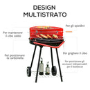 Barbecue a Carbone Carbonella con Ruote Nero e Rosso 67x51x82 cm 