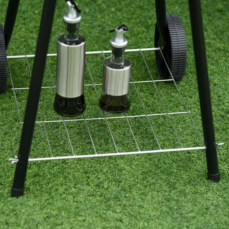 Barbecue a Carbone Carbonella con Ruote Nero e Rosso 67x51x82 cm 