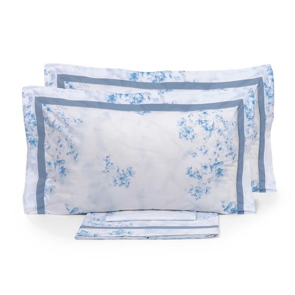 Set Lenzuola Matrimoniale Sopra Sotto e Federe in Percalle di Cotone Garrini Michelle Azzurro acquista