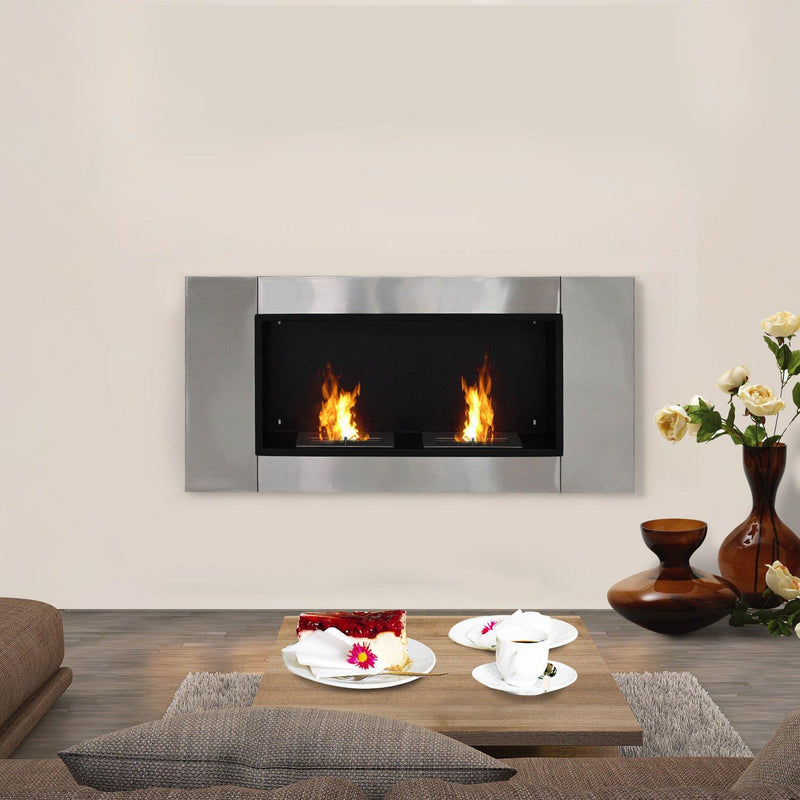 Camino a Bioetanolo da Parete 110x54 cm Argento 