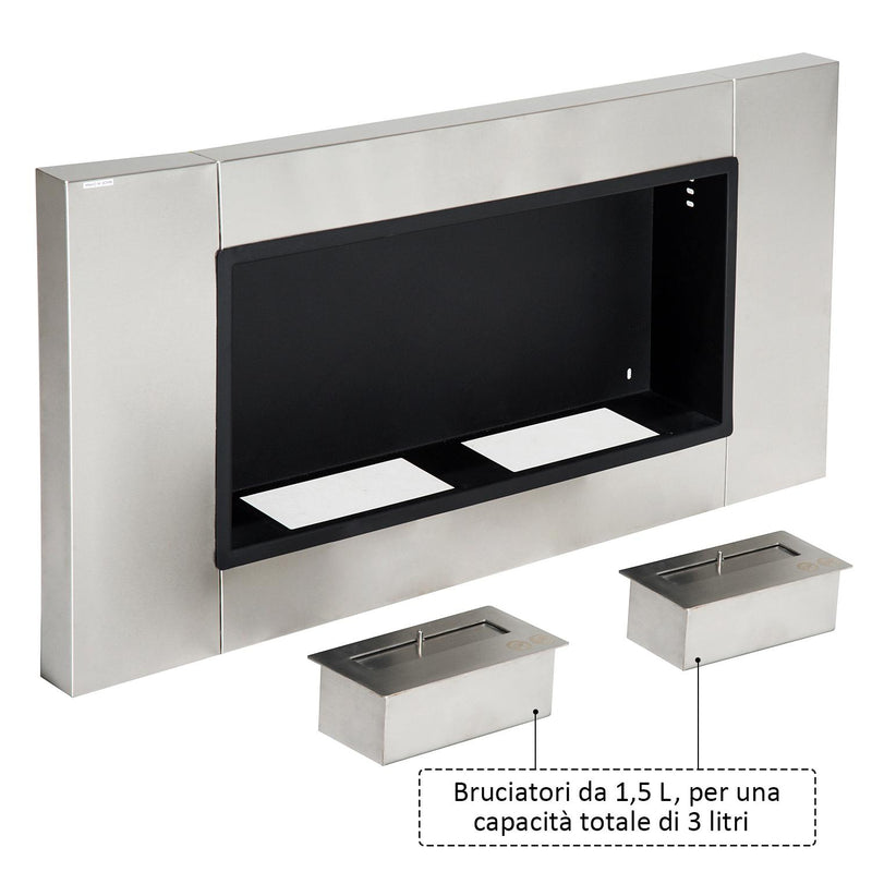 Camino a Bioetanolo da Parete 110x54 cm Argento 