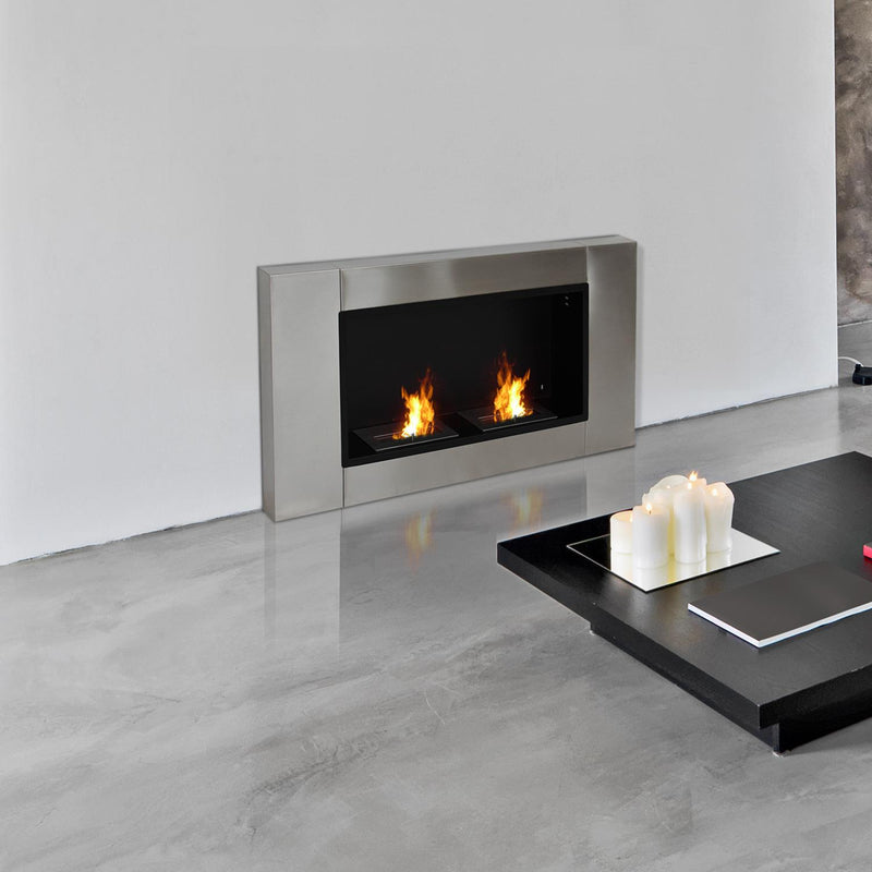 Camino a Bioetanolo da Parete 110x54 cm Argento 