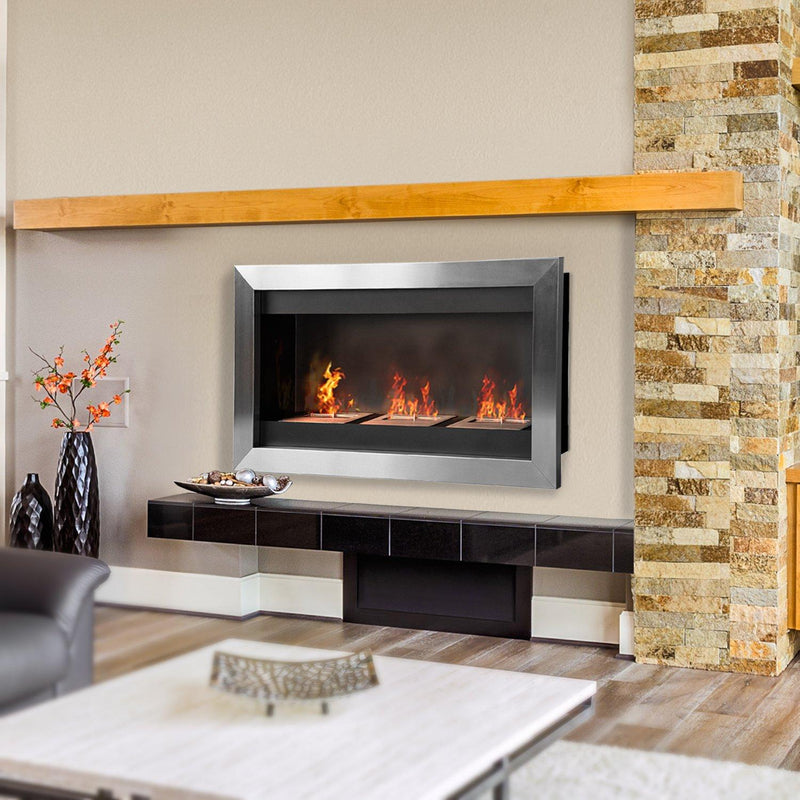 Camino a Bioetanolo da Parete 110x63 cm Inox 