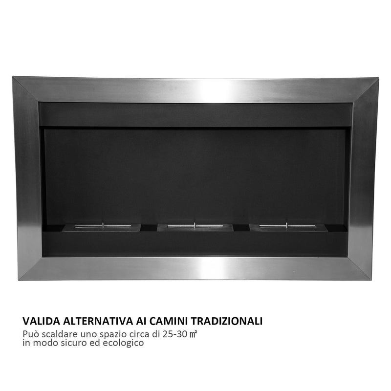 Camino a Bioetanolo da Parete 110x63 cm Inox 