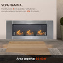 Camino a Bioetanolo da Parete 136x54 cm Inox e Nero 