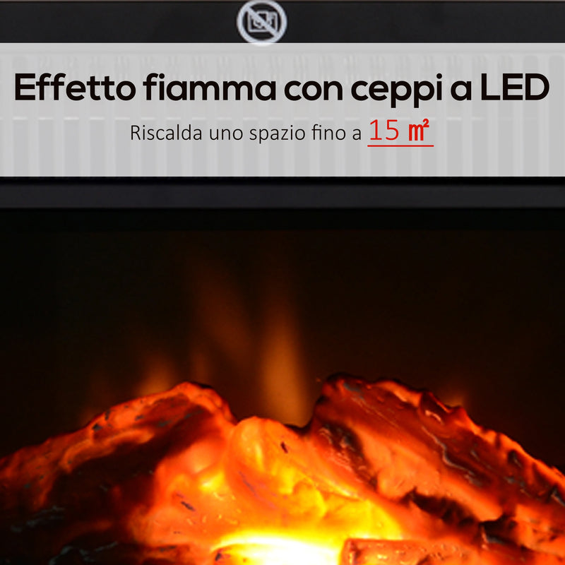Camino Elettrico da Terra Effetto Fiamma 600W/1200W Nero 