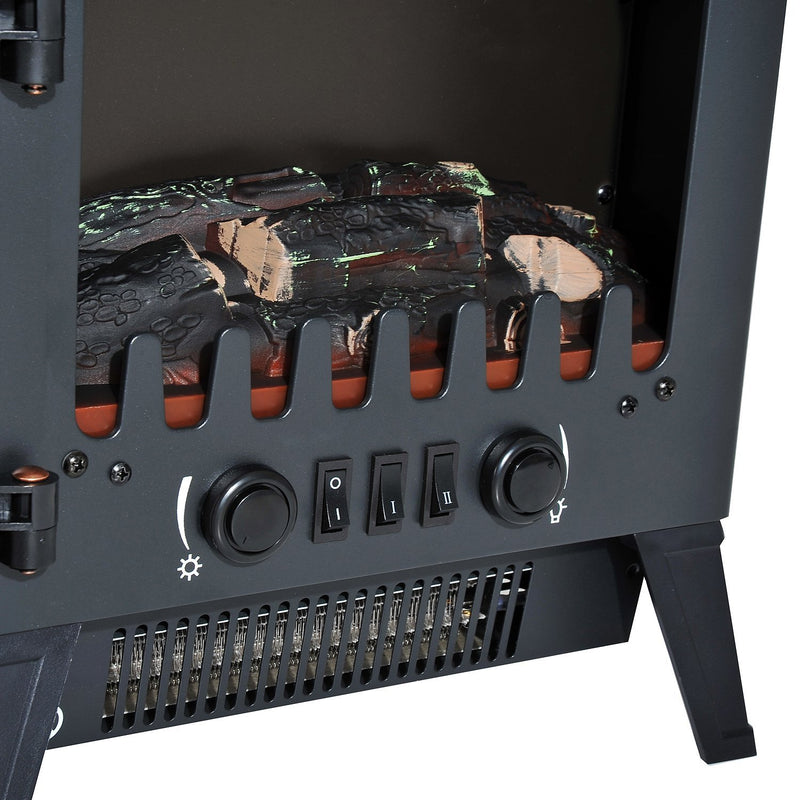 Camino Elettrico da Terra Effetto Fiamma 1800W Nero 