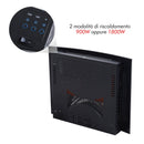 Camino Elettrico da Parete Effetto Fiamma 900W/1800W Nero 