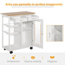 Carrello da Cucina con Cassetti e 2 Cesti in Legno di Pino Bianco 70x37x85 cm