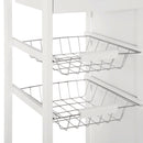Carrello da Cucina con Cassetti e 2 Cesti in Legno di Pino Bianco 70x37x85 cm