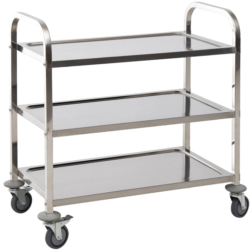 Carrello Portavivande da Cucina 3 Ripiani in Acciaio Inox 85x45x90 cm 