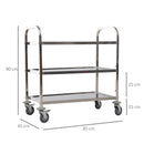 Carrello Portavivande da Cucina 3 Ripiani in Acciaio Inox 85x45x90 cm