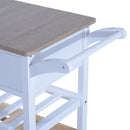 Carrello da Cucina Multifunzionale con 2 Ceste e Portabottiglie in Legno di Pino Bianco 70x40x86 cm