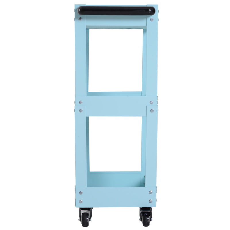 Carrello in Acciaio 3 Ripiani Azzuro 43.5x28x78 cm 