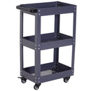Carrello in Acciaio 3 Ripiani Nero 43.5x28x78 cm 
