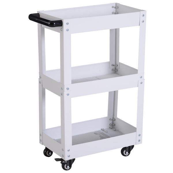 sconto Carrello in Acciaio 3 Ripiani Bianco 43.5x28x78 cm