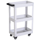 Carrello in Acciaio 3 Ripiani Bianco 43.5x28x78 cm 