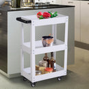Carrello in Acciaio 3 Ripiani Bianco 43.5x28x78 cm 