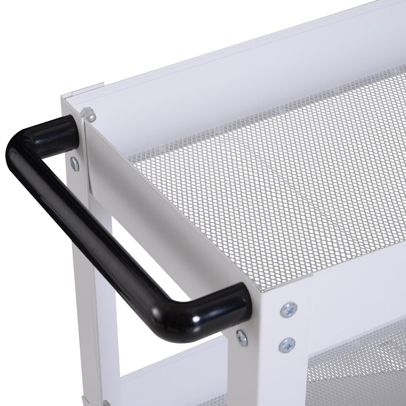 Carrello in Acciaio 3 Ripiani Bianco 43.5x28x78 cm 