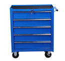 Carrello da Lavoro con 5 Cassetti Porta Utensili Blu 67.5x33x77 cm 
