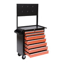 Carrello Porta Utensili Attrezzi con Cassettiera Nero e Arancione 61.5x33x76 cm 