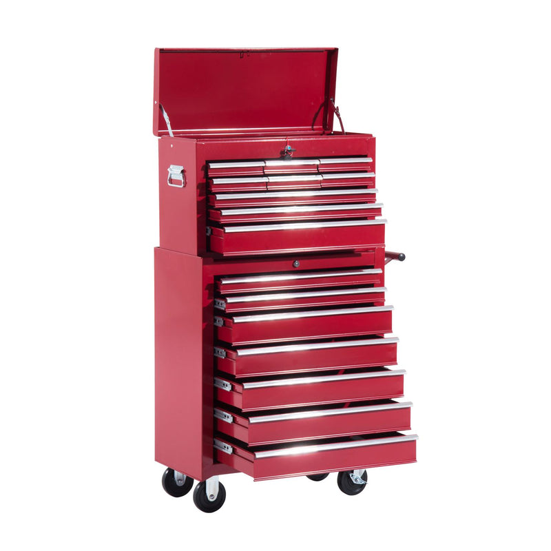 Carrello da Officina Portautensili Attrezzi con Cassettiera Rosso 61.5x33x113 cm 