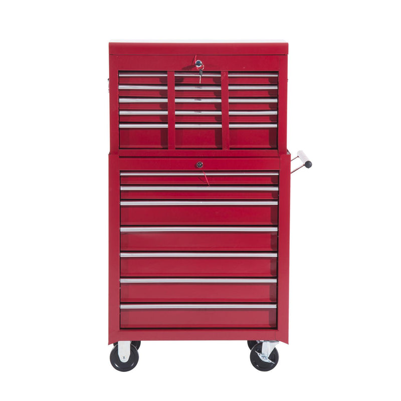 Carrello da Officina Portautensili Attrezzi con Cassettiera Rosso 61.5x33x113 cm 