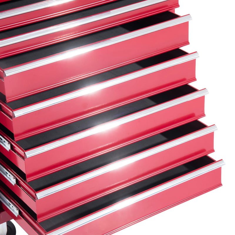 Carrello da Officina Portautensili Attrezzi con Cassettiera Rosso 61.5x33x113 cm 