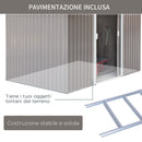 Casetta Box da Giardino in Lamiera Grigia 277x191x192 cm 