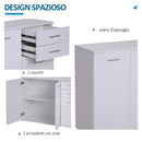 Armadietto con 3 Ante e 2 Cassetti in Legno Truciolato Bianco 106x35x76 cm 