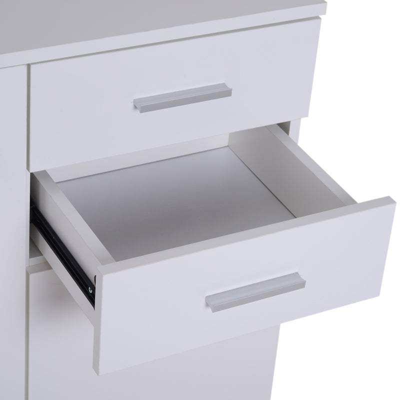 Armadietto con 3 Ante e 2 Cassetti in Legno Truciolato Bianco 106x35x76 cm 