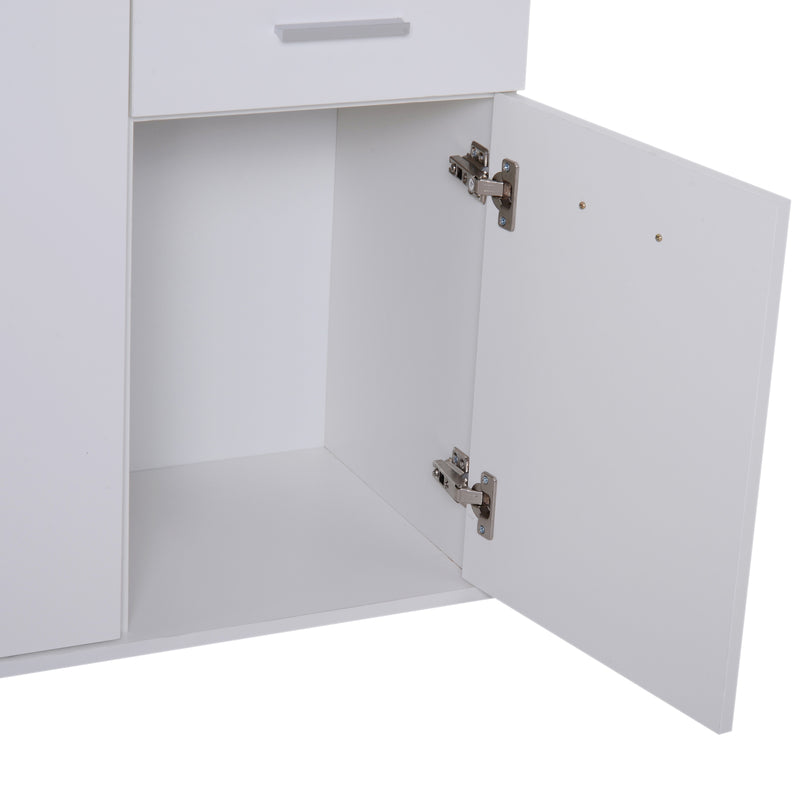 Armadietto con 3 Ante e 2 Cassetti in Legno Truciolato Bianco 106x35x76 cm 