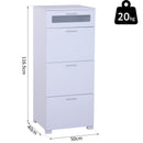 Cassettiera per Archiviazione con 4 Cassetti in Legno Bianco 50x40x116,5 cm 