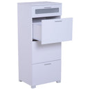Cassettiera per Archiviazione con 4 Cassetti in Legno Bianco 50x40x116,5 cm 