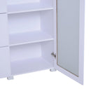 Mobiletto Cassettiera 4 Cassetti 3 Ripiani in Legno e Vetro Temperato Bianco 100x40x116.5 cm 