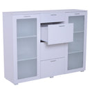 Mobile Cassettiera in Legno e Vetro Bianco 150x40x116.5 cm 