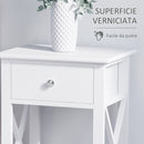 Comodino per Camera da Letto Tavolino d'Appoggio con Cassetto in Legno Bianco 40x30x55 cm 