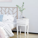 Comodino con Cassetto in Legno Bianco 40x35x60 cm 