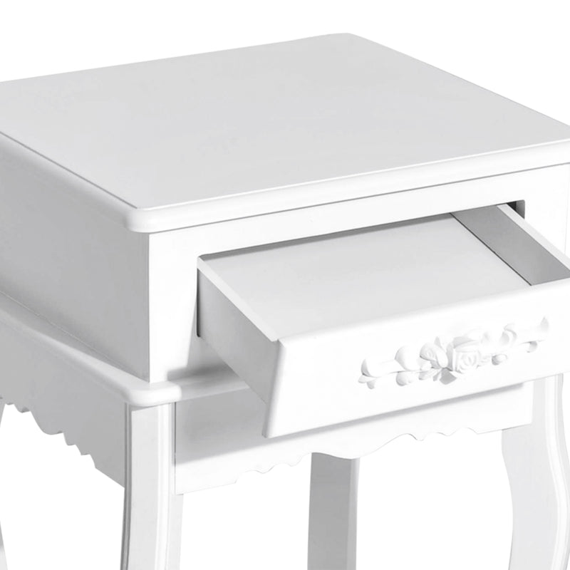 Comodino con Cassetto in Legno Bianco 40x35x60 cm 