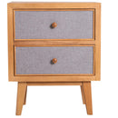 Comodino in Legno 2 Cassetti Legno e Grigio 44x30x55 cm 