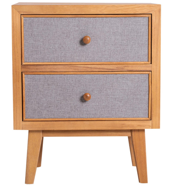 Comodino in Legno 2 Cassetti Legno e Grigio 44x30x55 cm sconto