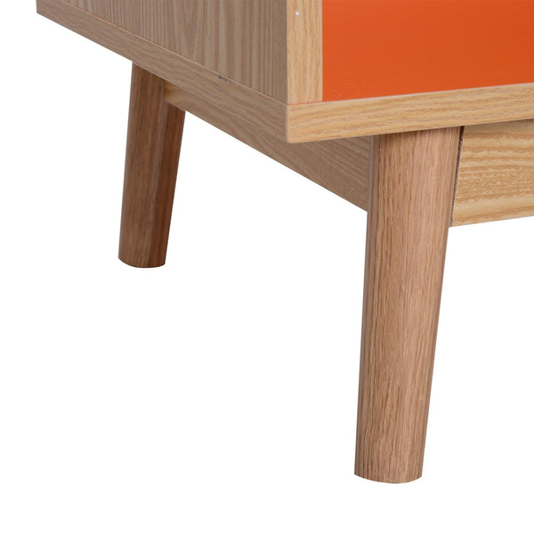 acquista Comodino con Cassetto e Piedini in Legno Arancione 48x40x61.5 cm