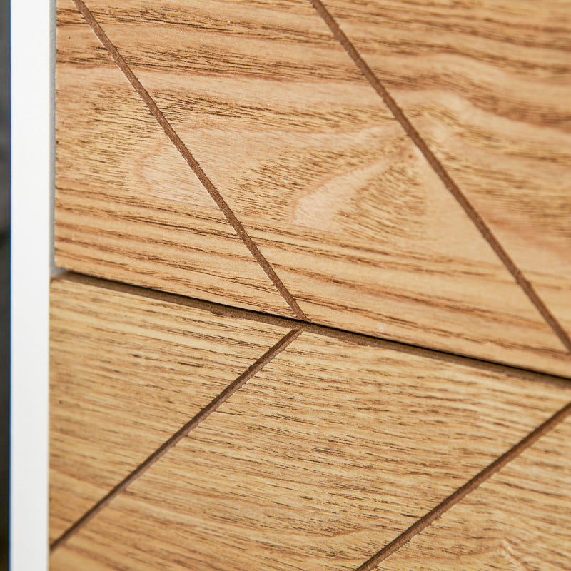 Comodino in Legno 2 Cassetti Stile Scandinavo Bianco e Legno 40x30x55,5 cm 