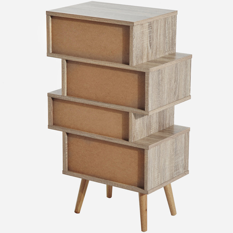 Cassettiera in Legno Stile Nordico Legno e Bianco 47x29.5x81 cm 