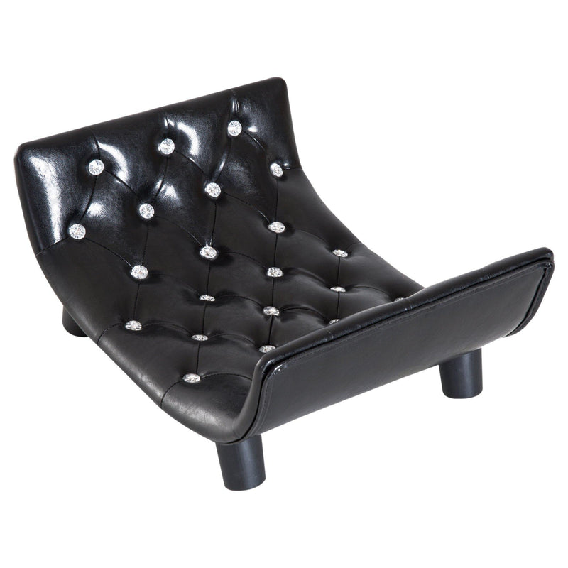 Divanetto Cuccia per Cani e Gatti in Similpelle e Legno Nero 58x43x25 cm 