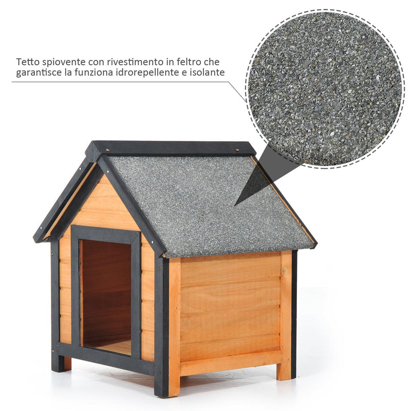 Cuccia per Cani da Esterno con Tetto Spiovente in Legno di Abete Impermeabile 56x60.5x66 cm 