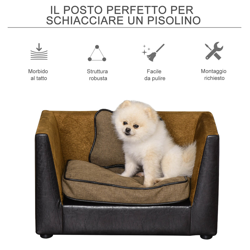 Divano di Lusso per Cani e Gatti in Similpelle con Cuscini 68.5x42x43 cm 