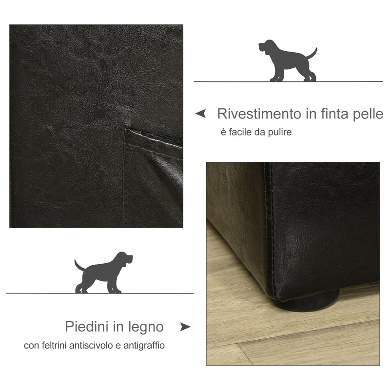 Divano di Lusso per Cani e Gatti in Similpelle con Cuscini 68.5x42x43 cm 