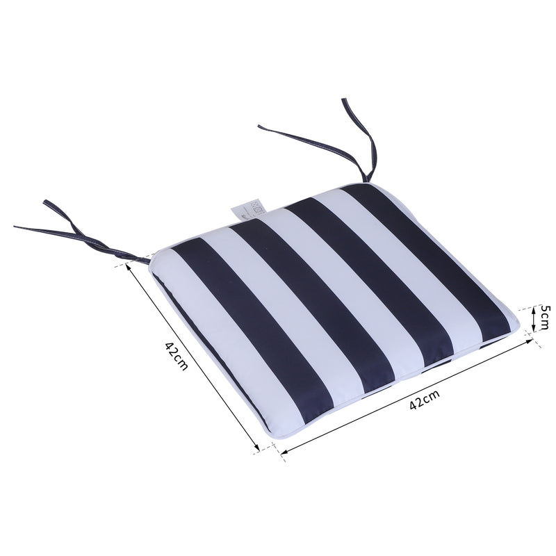 Set 6 Cuscini per Sedia Sfoderabili 100% Poliestere Bianco e Blu 42x42x5 cm 