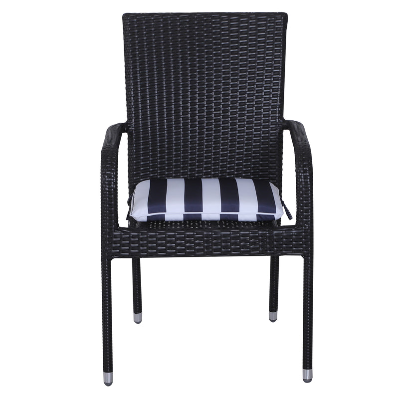 Set 6 Cuscini per Sedia Sfoderabili 100% Poliestere Bianco e Blu 42x42x5 cm 